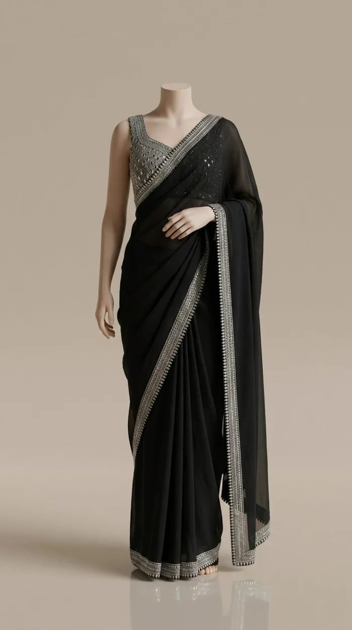 Crepe Cutdana & Appliqué Saree