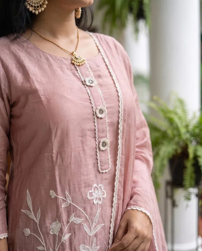 Dusty Rose Embroidered Suit Set