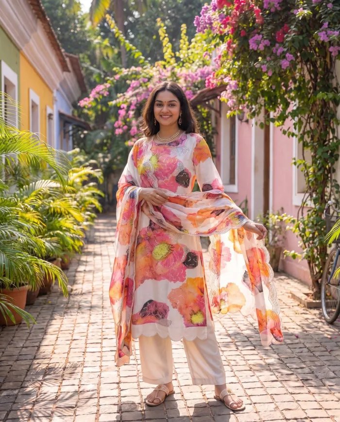 Ivory Watercolour Floral Suit Set