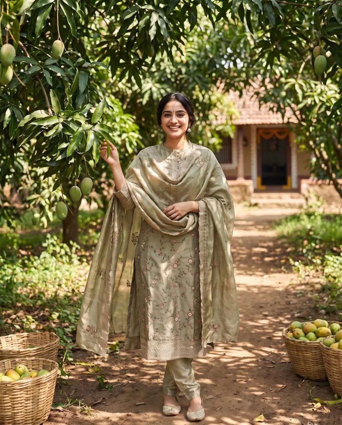 Sage Green Embroidered Suit Set