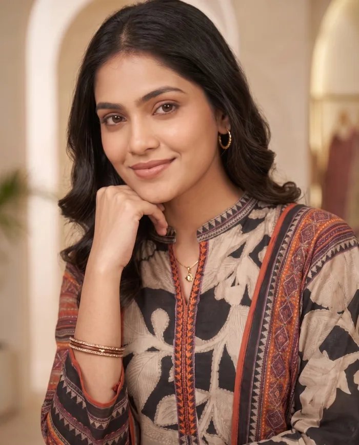 Black & Beige Floral Print Suit Set
