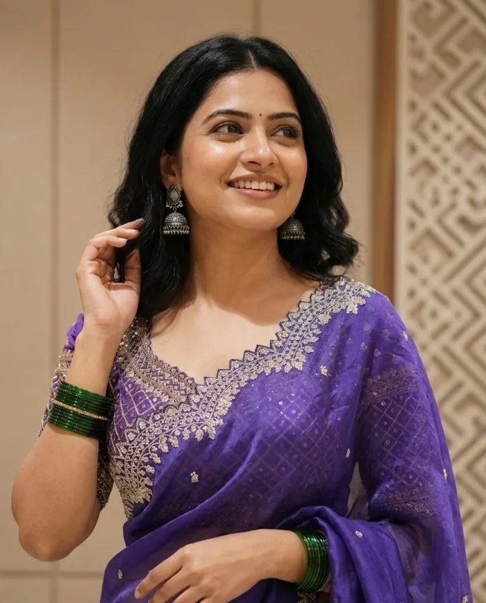 Kora Silk Hand-Embroidered Pitta-Work Saree
